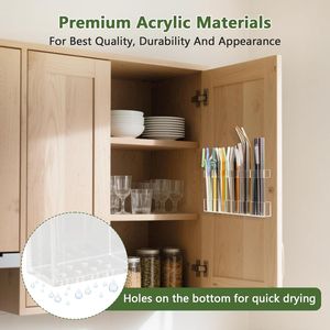 Grand porte-pailles en acrylique de 9,5 pouces, organisateur de gobelets réutilisables, rangement pour petits accessoires de cuisine, plateaux de rangement pour porte d'armoire - Product Image 2