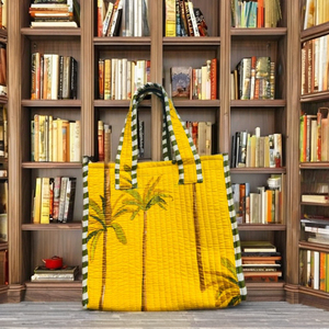 Bolso Tote Acolchado Ecológico Amarillo para Mujer, Bolso de Hombro Duradero con Cierre, Estilo Bohemio, para Viajes de Verano e Invierno - Product Image 3