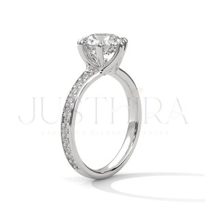Elegant Design 14k Rose Gold Plating Engagement <b>Ring</b> Classic <b>Proposal</b> <b>Ring</b> With Round Cut Moissanite Diamond Wedding Jewelry - Product Image 4