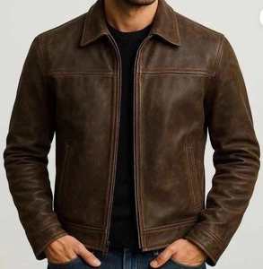 แจ็คเก็ตหนังแฟชั่นใหม่สำหรับผู้ชาย คอปกสีน้ำเงิน ซิปปิด ระบายอากาศได้ดี ไซส์ใหญ่ ขายส่ง - Product Image 1