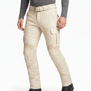Pantalon en cuir véritable pour homme, design personnalisé, longueur intégrale, poches latérales, pantalon de motard, pantalon de motard en cuir pour homme pour la course - Product Image 6