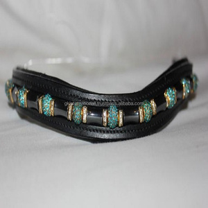 Banda de cuero para cejas de caballo, accesorio hecho a mano con perlas de lujo y cristal multicolor, cuentas, canal vacío, alta calidad - Product Image 3