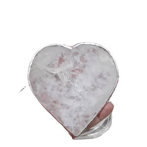Cristal entier naturel Agate blanche Coeur caboteur sculpté Reiki guérison méditation pierre semi-précieuse pierre artisanat Feng Shui - Product Image 3