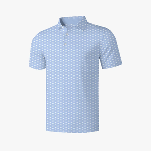 Polo de Manga Corta Azul Claro para Hombre con Diseño de Puntos, Corte Regular, Estilo Casual, 100% Algodón Popelina, Tejido Transpirable - Product Image 1