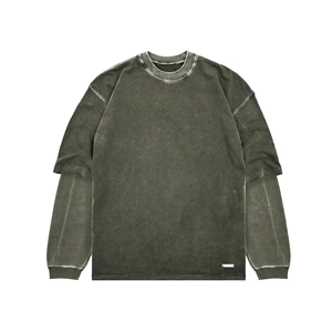 T-shirt unisexe à double couche, surdimensionné, à manches courtes, col rond, doux, confortable, respirant, tendance streetwear - Product Image 4