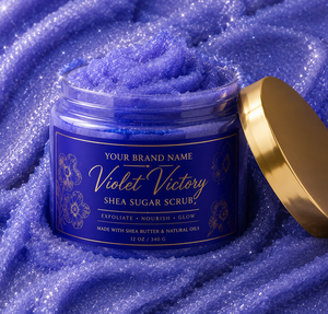 OEM Private Label Violet Victory Shea Butter Sugar <b>Body</b> <b>Scrub</b> Wholesale Exfoliating Moisturizing <b>Body</b> Polish with Natural Oils - Product Image 2