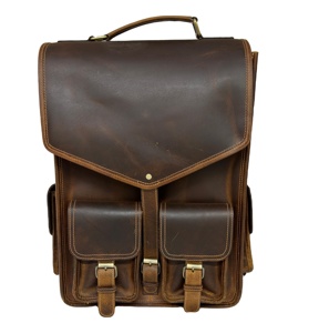 Mochila de Cuero de Primera Calidad para Portátil con Cierre de Cremallera, Impermeable, con Logotipo Personalizable para Hombres y Mujeres, Negocios y Viajes - Product Image 1