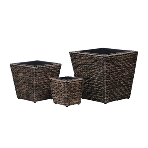 Panier de jardinage haut de gamme en jacinthe d'eau de style rustique pour patios extérieurs, terrasses et balcons, fabriqué au Vietnam - Product Image 1