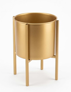 Jardinière en métal doré avec élégant support surélevé, pot de fleurs décoratif pour l'intérieur, idéal pour la maison moderne, le salon, le balcon, le bureau - Product Image 3