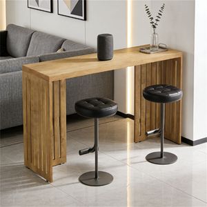 Table de bar rectangulaire en bois avec design soigné, table à manger uniquement - Product Image 4