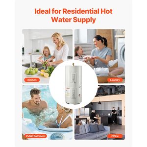 30-Gallon Electric Tank Water <b>Heater</b> with LED Display 5000W Knob Control Top Outlet 240V EU <b>Plug</b> Enamel Inner Tank - Product Image 6