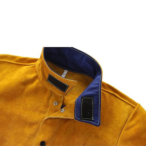 Veste de travail en cuir de vachette hybride et coton, résistante à l'abrasion et à la chaleur, pour soudeurs - Product Image 3