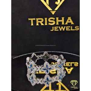 Pulsera Flower Link de Plata de Ley 925 con Diamantes Moissanite VVS de Corte Brillante, Estilo Hip Hop, Unisex, para Boda, de Trisha Jewels - Product Image 5