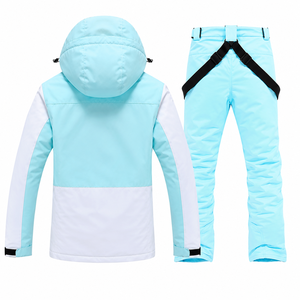Ensemble veste et pantalon de ski pour femme, imperméable, avec capuche, fermeture éclair, isolation synthétique 220g, vêtements de neige, vert - Product Image 3