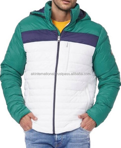 Chaqueta de Invierno Acolchada Personalizable para Hombre, Chaqueta Bomber con Bloques de Color y Patrón de Letras, Chaqueta de Burbuja al por Mayor - Product Image 1