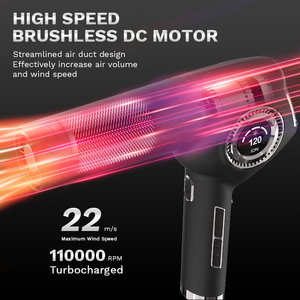 Secador de Pelo Profesional para Salón BLDC, 110,000 RPM, Iónico, 1800W, Alta Velocidad, con Pantalla LCD, Difusor para Hotel - Product Image 4