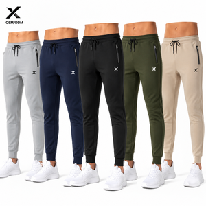 X Sports City Joggers fuselés athlétiques en molleton noir pour homme, avec logo personnalisé, design minimaliste, respirants, pour l'automne, coupe régulière, taille haute - Product Image 1