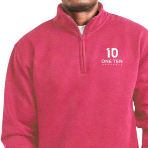Sudadera con Cierre de Cremallera 1/4 para Adulto, Color Rojo Escarlata Jaspeado, Forro Polar Suave, Top Cálido Informal de Manga Larga, Sudadera con Capucha y Cierre de Cremallera, Personalizable - Product Image 4
