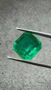 Émeraude naturelle de 12 carats, provenant de la mine zambienne, de forme octogonale, vert intense, pierre précieuse pour bague de luxe, pendentif, bijoux personnalisés - Product Image 5