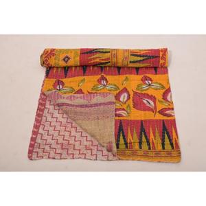 Jaipur Cotton Kantha Gudri Handmade Reversible Quilt Vintage Bedspread <b>Throw</b> Blanket for Home Decor - Product Image 3