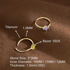 Peridot Hoop Earrings 925 Sterling Silver 14K Gold Plated Septum Helix <b>Tragus</b> <b>Ring</b> Gemstone Jewelry For Women - Product Image 3