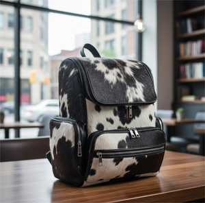 Genuine Cowhide Leather Hair On Backpack Travel Laptop Bag Vintage School Rucksack Durable Handmade LHBP-0013 - Product Image 3