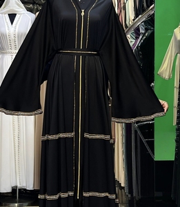 Hot sale Umbrella Abaya Modest Dubai Beaded Sequined <b>Long</b> Sleeve Muslim Traditional Handmade Wedding Women Breathable V Neck - Product Image 2