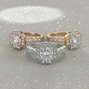 แหวนหมั้นเพชรสไตล์วินเทจรัศมีแปดเหลี่ยมชุบโรสโกลด์พร้อมการรับรองและการตั้งค่าแบบง่าม - Product Image 4