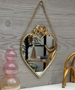 Miroir mural décoratif Art Déco en laiton avec motif floral et nœud, forme ronde, fait main, sans électricité - Product Image 3