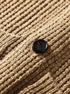 Cardigan à col châle pour homme en viscose-polyester, tricot côtelé boutonné, décontracté, chaud, pour l'automne et l'hiver, vente en gros - Product Image 4