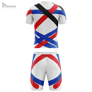 Uniforme de Fútbol Unisex de Poliéster/Algodón Sublimado con Bloques de Color, Manga Raglán, Cuello Redondo, Diseño Dinámico a Rayas - Product Image 2