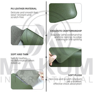 Green Leather Laptop Sleeve With <b>Mouse</b> <b>Pad</b> And Pen Case Set - Product Image 5