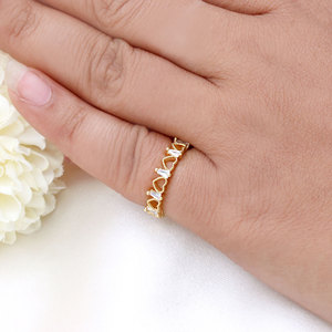 Bague ajustable en argent sterling 925 plaqué or, en forme de cœur, sertie de pierres CZ, pour femme - Accessoires cadeau de mariage - Product Image 5