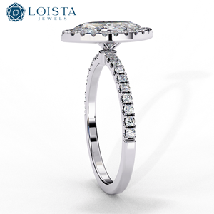 แหวนหมั้นเพชรทรงมาร์คีส์สำหรับผู้หญิง LOISTA แพลตตินั่ม เพชรธรรมชาติ รับรองโดย GIA สไตล์คลาสสิก - Product Image 3