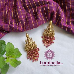 Lakshmi Freshwater Pearl Stud Earrings in Rose Gold Plated Bezel Setting - Product Image 2