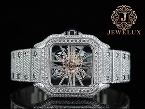 Reloj de Hombre Moderno de Acero Inoxidable con Diamantes Moissanite, Joyería de Lujo para Venta al por Mayor y Minorista - Product Image 1