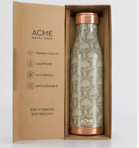 Luxury Printed Copper Water <b>Bottle</b> Vintage Pattern Pure Copper Leak Proof Eco Friendly <b>Flask</b> Ideal For Home Office And Travel - Product Image 5