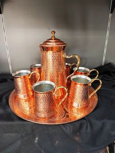 Carafe et verre en cuivre sans joint pour table de chevet et chambre d'hôtesse, idéal pour l'hydratation - Product Image 5