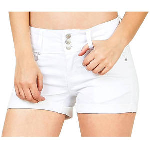 Shorts de mezclilla casuales de talle bajo para mujer, talla grande, con efecto lavado y rotos, mini pantalones vaqueros de verano - Product Image 1