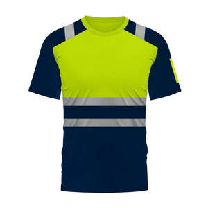 T-shirt de travail haute visibilité, classe 1 ANSI, imperméable, logo personnalisé, service OEM, tissu polyester tricoté, manches courtes pour homme - Product Image 4