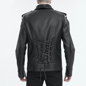 Men Faux Leather Black Gothic <b>Punk</b> Daily Short Fashion <b>Jacket</b> Adjustable Fit Webbing Straps Top Sell - Product Image 4