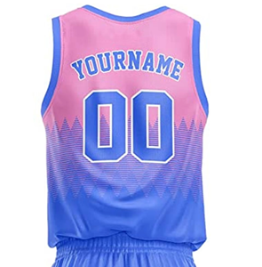 Camiseta de Baloncesto Sublimada Personalizada, Degradado Rosa y Azul, Cuello en V, Sin Mangas, Secado Rápido, Poliéster, Uniforme de Equipo, Unisex para Adultos - Product Image 5
