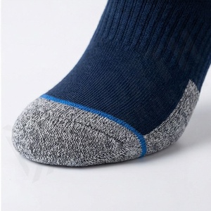 Crew <b>Socks</b> Solid Navy Blue Cotton Polyester Spandex Breathable Knitted For Daily Life Casual Wear Autumn Season Adult Size - Product Image 6