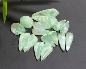 8 paires de pierres précieuses en chrysoprase verte naturelle, 165 carats, pour la fabrication de bijoux, 34x14, 19x19mm # 20001 - Product Image 1