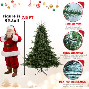 Sapin de Noël artificiel haut de gamme de 2,3 m (7,5 pi) en sapin vert, 2441 branches réalistes en PE/PVC mélangé - Product Image 2