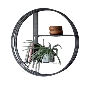 High Quality Three-Tier <b>Round</b> Black Powder Coating Metal <b>Wall</b> Organizer for Kitchen Storage Wholesale - Product Image 1