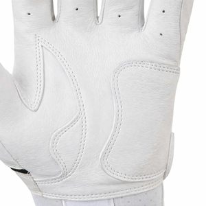 Premium All-White Leather Baseball Batting Gloves - Ultra Soft Breathable Grip Pro Style Protective Batting Gloves - Product Image 4