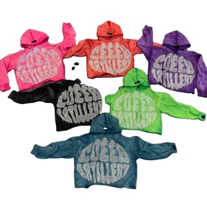 Sweat à capuche en coton avec strass Streetwear Poids lourd pour hommes Fabricant de cordes Sweat à capuche personnalisé avec impression numérique avec strass pour hommes - Product Image 3