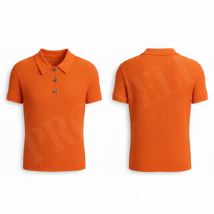 Polo côtelé personnalisé avec logo brodé, manches courtes, coupe ajustée décontractée, mélange de coton respirant, mode estivale, couleur unie - Product Image 5