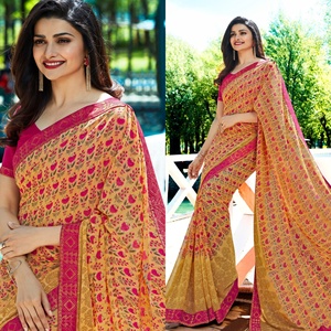 ชุดส่าหรีอินเดียคุณภาพสูงสไตล์บอลลีวูด ผ้าจอร์เจตต์เนื้อหนา ออกแบบโดยดีไซเนอร์ สำหรับผู้หญิง งานแต่งงาน งานเลี้ยง และสวมใส่ลำลอง - Product Image 1